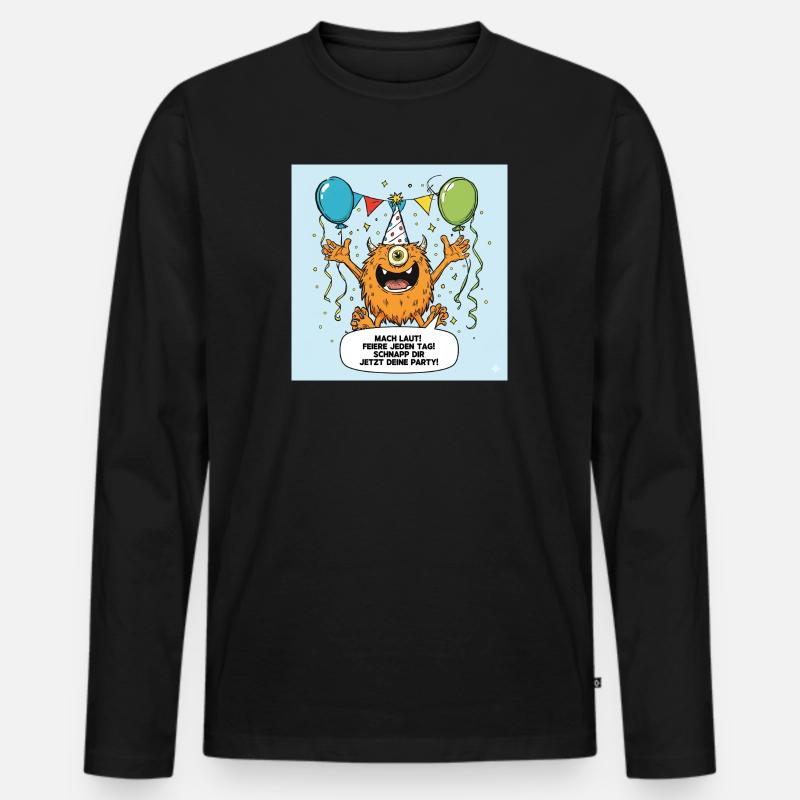 Party Monster mit Einäugigem Jubel - Männer Premium Bio Langarmshirt - Schwarz