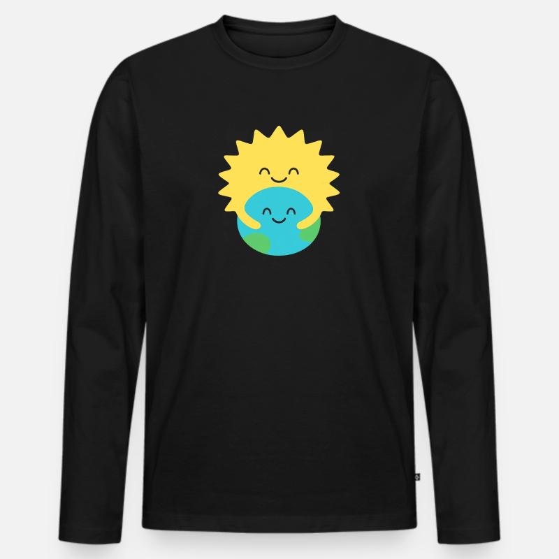 Umarmte Erde und Sonne - Männer Premium Bio Langarmshirt - Schwarz