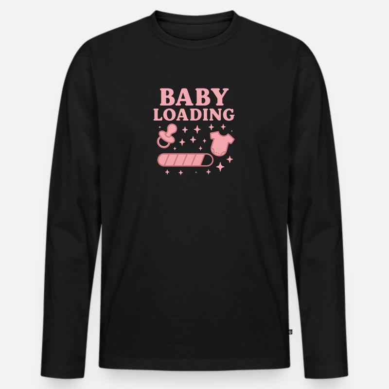 Baby Loading Grafik – Schnuller & Windel Sterne - Männer Premium Bio Langarmshirt - Schwarz