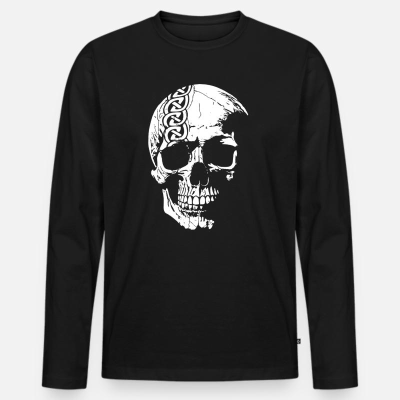 Schädel mit keltischem Knoten - Männer Premium Bio Langarmshirt - Schwarz