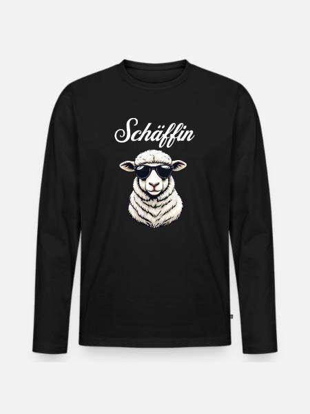 Schäffin – Die lässige Chefin im Wolle-Look - Männer Premium Bio Langarmshirt - Schwarz