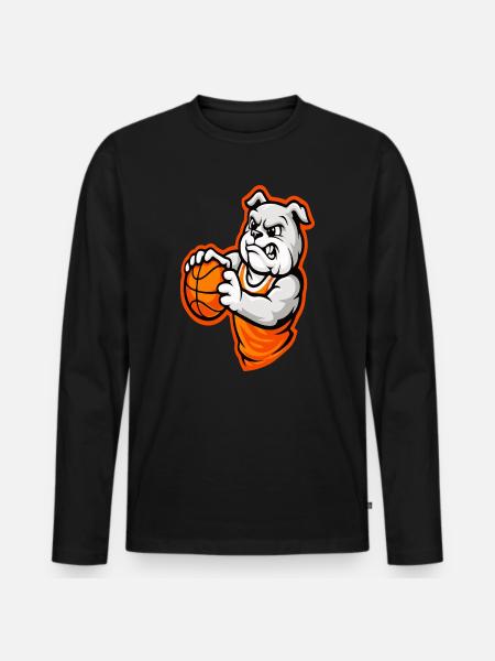 Power Basketball Bulldog Mascot - Men's Premium Organic Long Sleeve Shirt - black