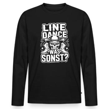 Line Dance Skull Cowboy - Men's Premium Organic Long Sleeve Shirt - black - Front - Nico (187cm)