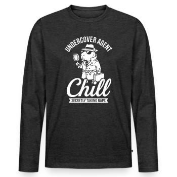 Undercover Agent Chill – Capybara - Men's Premium Organic Long Sleeve Shirt - heather anthracite - Front - Nico (187cm)