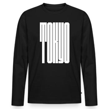 Tokio-Stadt fette Typografie - Männer Premium Bio Langarmshirt - Schwarz - Vorne - Nico (187cm)