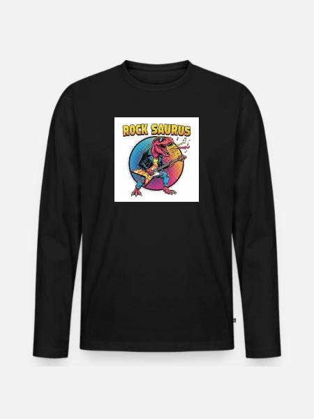 Rock Saurus Guitar Hero - Men's Premium Organic Long Sleeve Shirt - black