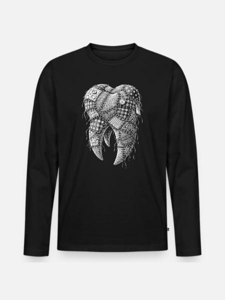 tooth - Men's Premium Organic Long Sleeve Shirt - black