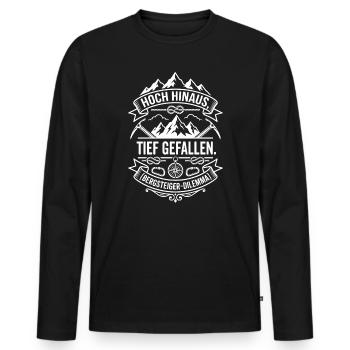 Volant haut, tombant bas - T-shirt manches longues Premium bio Homme - noir - Devant - Nico (187cm)