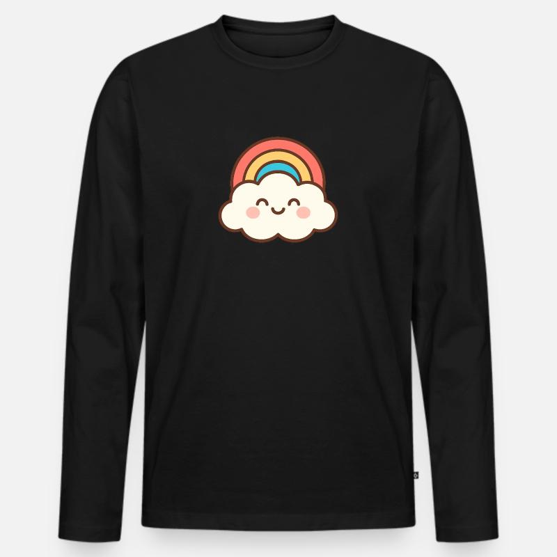 Cloud Smile Regenbogen - Männer Premium Bio Langarmshirt - Schwarz