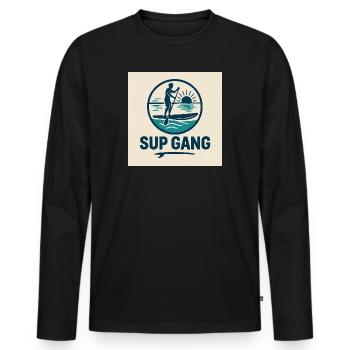 SUP GANG au coucher du soleil - T-shirt manches longues Premium bio Homme - noir - Devant - Nico (187cm)