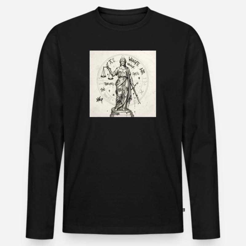 Sternzeichen Waage - Männer Premium Bio Langarmshirt - Schwarz