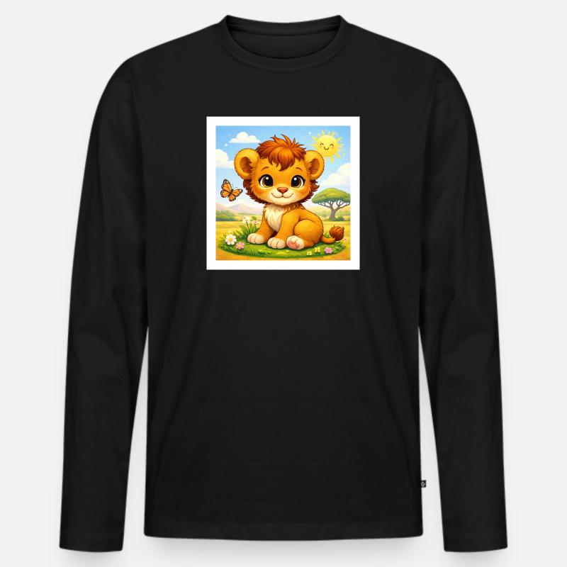 Sunny der kleine Löwe - Männer Premium Bio Langarmshirt - Schwarz