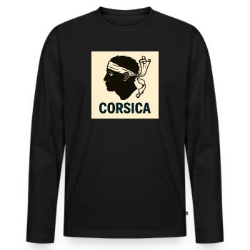 souvenirs corses - T-shirt manches longues Premium bio Homme - noir - Devant - Nico (187cm)