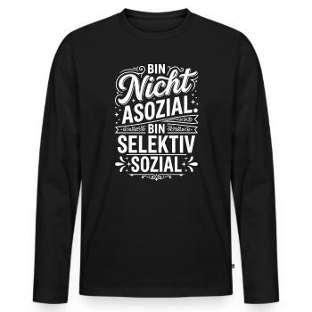 Sélectivement social – Pas antisocial - T-shirt manches longues Premium bio Homme - noir - Devant - Nico (187cm)