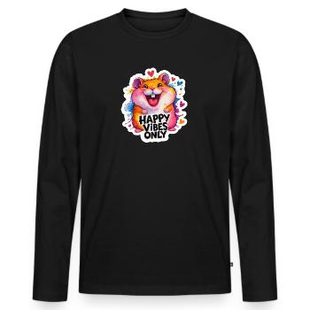 Hamster Happy Vibes Bunt - Männer Premium Bio Langarmshirt - Schwarz - Vorne - Nico (187cm)
