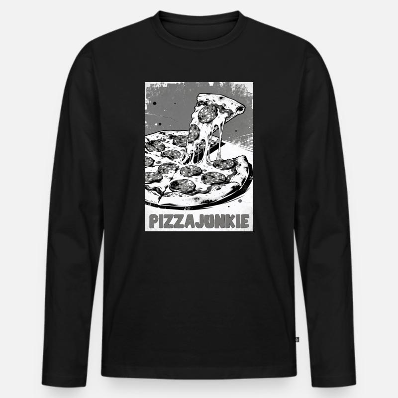 Pizzajunkie Slice Graphic - Männer Premium Bio Langarmshirt - Schwarz