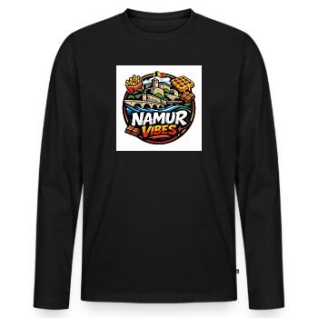 Namur Streetwear Culture Logo – Belgium Urban - Männer Premium Bio Langarmshirt - Schwarz - Vorne - Nico (187cm)