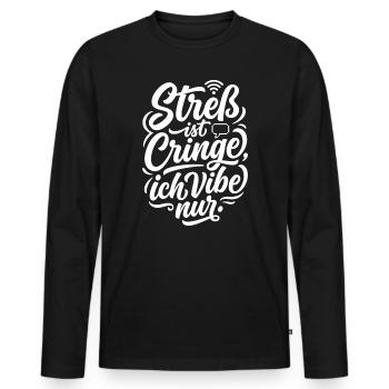  Vibe Humor Spruch - Männer Premium Bio Langarmshirt - Schwarz - Vorne - Nico (187cm)