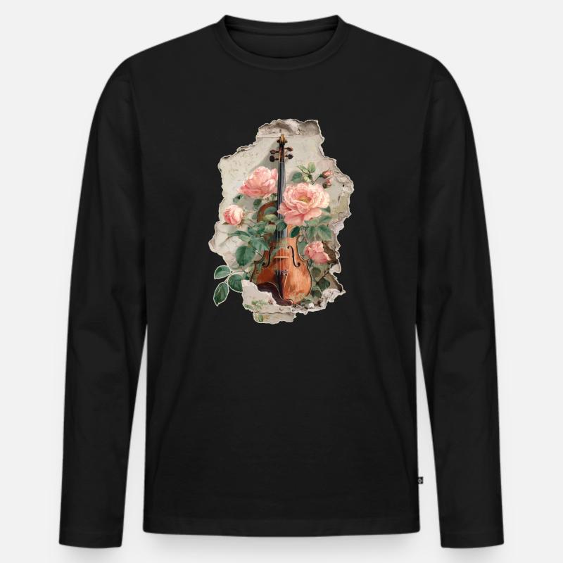 Geige Violine - Männer Premium Bio Langarmshirt - Schwarz