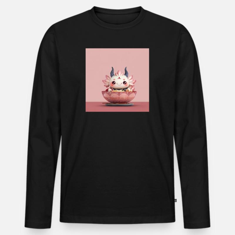 Kawaii Blüten-Dumpling Bowl Drache  - Männer Premium Bio Langarmshirt - Schwarz