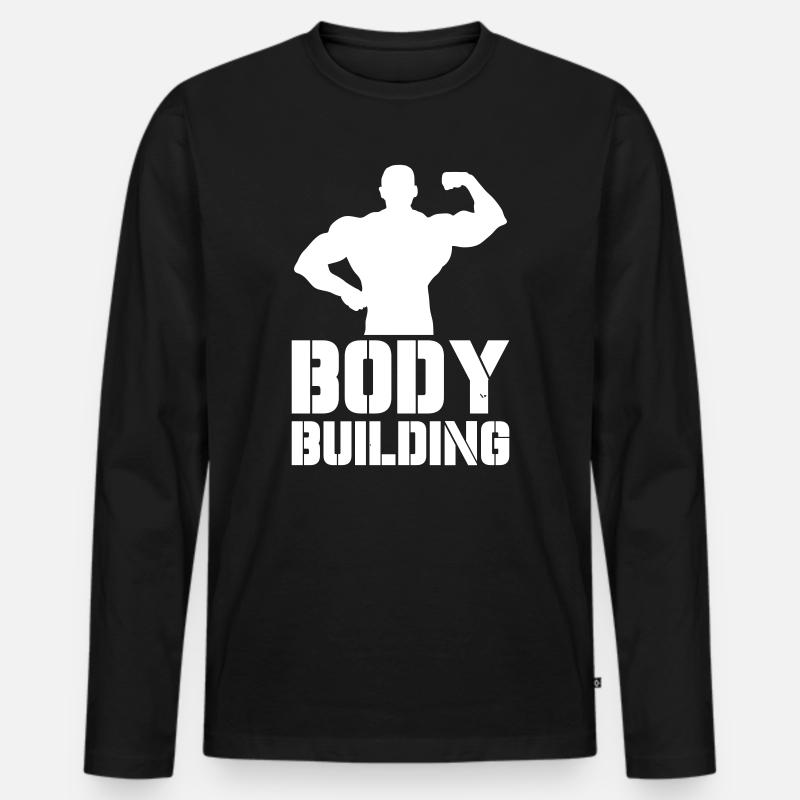 Körperbau Kraftsilhouette - Männer Premium Bio Langarmshirt - Schwarz