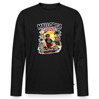Mallorca Eskalation 2026 Geplant - Männer Premium Bio Langarmshirt - Schwarz - Vorne - Nico (187cm)