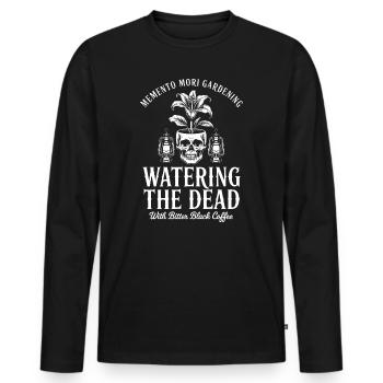 Watering the Dead: Bitter Coffee Goth - Men's Premium Organic Long Sleeve Shirt - black - Front - Nico (187cm)