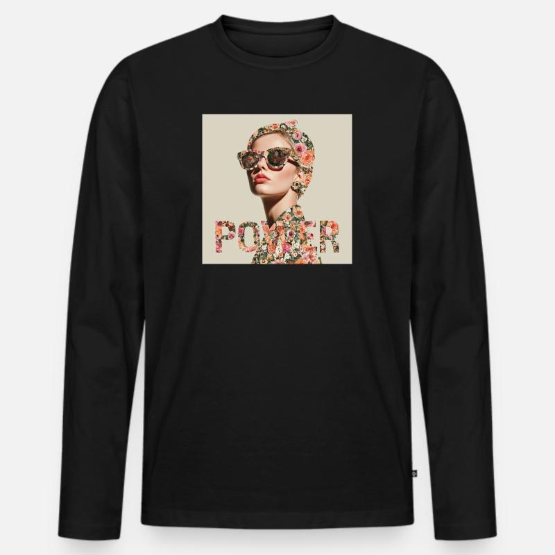 Powerfrau - Männer Premium Bio Langarmshirt - Schwarz