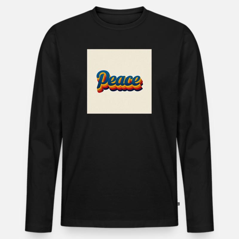 70er Peace Design - Männer Premium Bio Langarmshirt - Schwarz