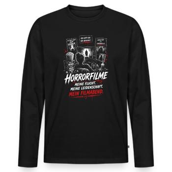 Horror Filme Nacht Leidenschaft Design - Männer Premium Bio Langarmshirt - Schwarz - Vorne - Nico (187cm)