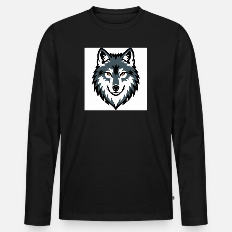 Wolf Graphic Emblem - Männer Premium Bio Langarmshirt - Schwarz