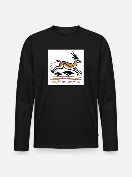 Gazelle in golden landscape - Men's Premium Organic Long Sleeve Shirt - black