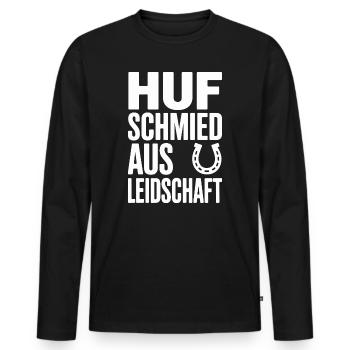  Hufschmied Aus Leidenschaft Pferde Hufeisen - Männer Premium Bio Langarmshirt - Schwarz - Vorne - Nico (187cm)