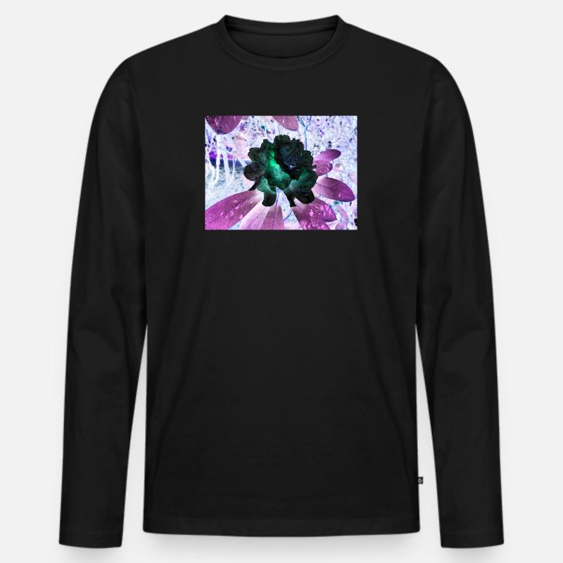 Neonblumen Hyperflora-Arrangement - Männer Premium Bio Langarmshirt - Schwarz