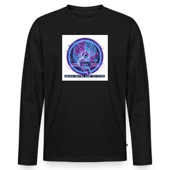 Unleash Creation – Future Innovator - Männer Premium Bio Langarmshirt - Schwarz - Vorne - Nico (187cm)