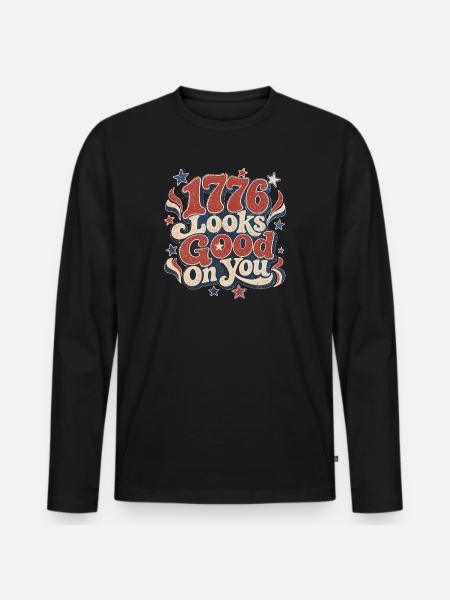 1776 te va bien - T-shirt manches longues Premium bio Homme - noir