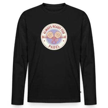 Padel prêt à être utilisé - T-shirt manches longues Premium bio Homme - noir - Devant - Nico (187cm)
