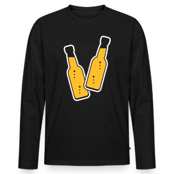 2 Bottles Toast (Lemonade Soft Drink / NEG 2C) - Men's Premium Organic Long Sleeve Shirt - black - Front - Nico (187cm)