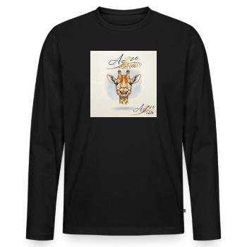 Girafe joyeuse dans le style aquarelle – Azzo - T-shirt manches longues Premium bio Homme - noir - Devant - Nico (187cm)