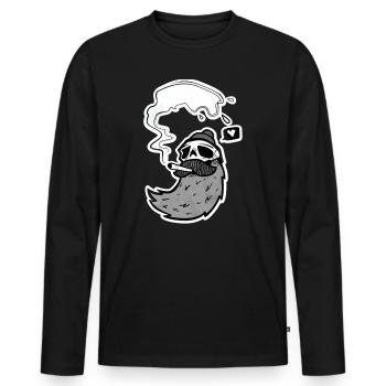 Surfer Skull – Skull with Wave & Heart - Men's Premium Organic Long Sleeve Shirt - black - Front - Nico (187cm)
