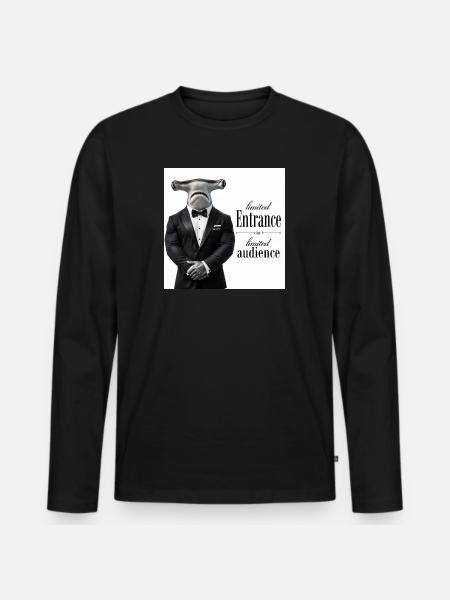 Limitierter Eintritt: Hai im Smoking - Männer Premium Bio Langarmshirt - Schwarz