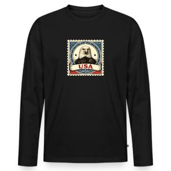 Timbre de l’aigle patriotique - T-shirt manches longues Premium bio Homme - noir - Devant - Nico (187cm)