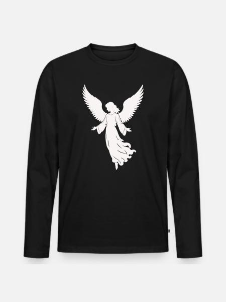 Angel silhouette with wings - Men's Premium Organic Long Sleeve Shirt - black