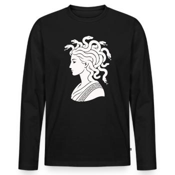 Medusa Kopf mit Schlangen - Männer Premium Bio Langarmshirt - Schwarz - Vorne - Nico (187cm)