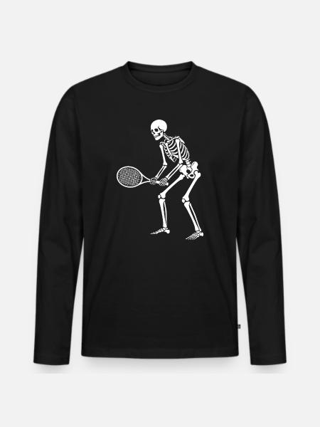 Skeleton plays tennis  - Men's Premium Organic Long Sleeve Shirt - black
