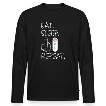Fuck You. Fuck you. Fuck Off - Men's Premium Organic Long Sleeve Shirt - black - Front - Nico (187cm)