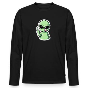 Extraterrestre avec lunettes de soleil Groove de fellation - T-shirt manches longues Premium bio Homme - noir - Devant - Nico (187cm)