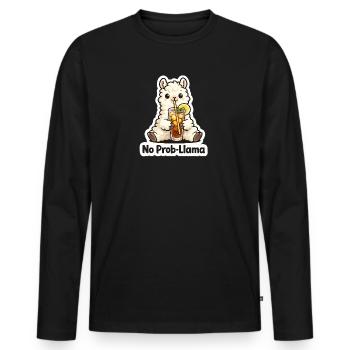 Illustration de la boisson au lama sans problème - T-shirt manches longues Premium bio Homme - noir - Devant - Nico (187cm)
