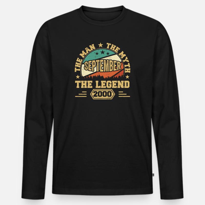 Legendär seit September 2000 Retro 2000 September - Männer Premium Bio Langarmshirt - Schwarz