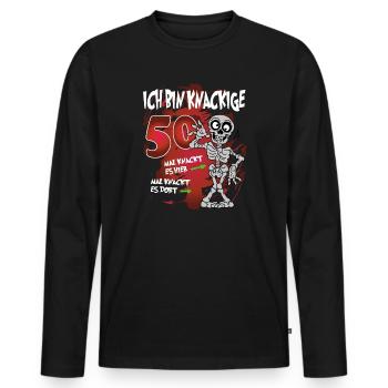 Geburtstag 50 Knackige Jahre Skelett Knochen - Männer Premium Bio Langarmshirt - Schwarz - Vorne - Nico (187cm)